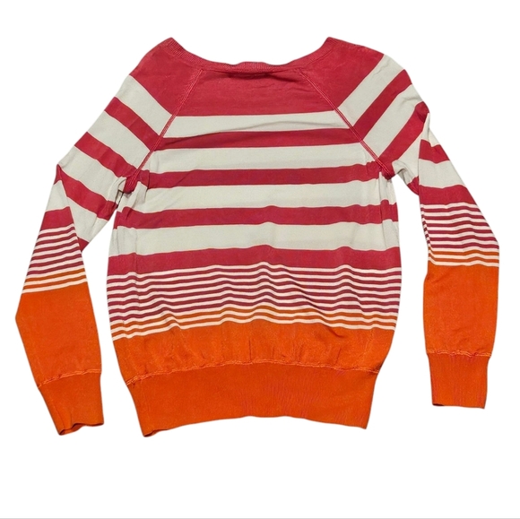 Tommy Bahama Women Small Pink Orange White Striped Preppy Lightweight Sweater - Picture 3 of 5